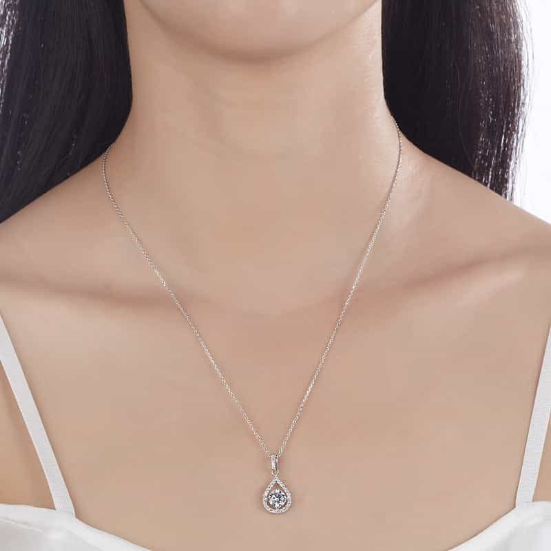 1 Carat Round Cut Simulated Diamond Bridal 925 Sterling Silver Pendant Necklace