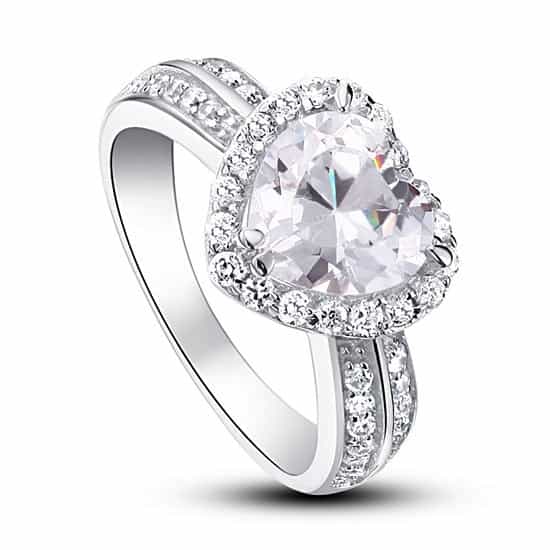 2 Carat Heart Cut Simulated Diamond 925 Sterling Silver Wedding Anniversary Ring Xfr8011