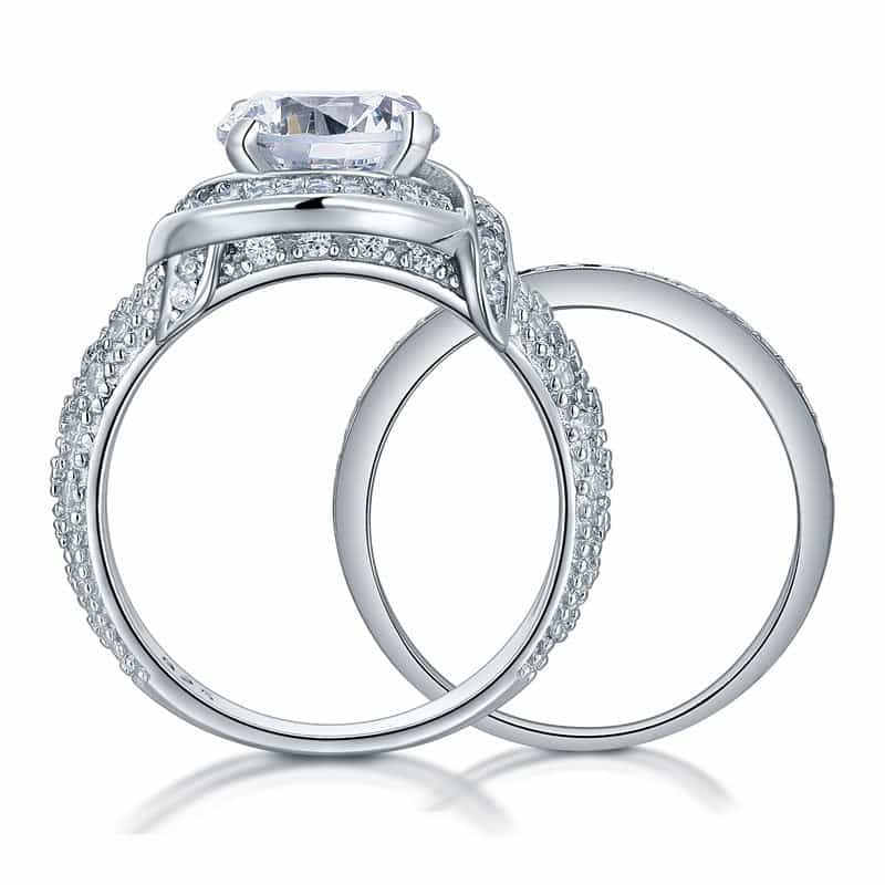 Luxury 925 Sterling Silver Wedding Anniversary Ring Set Vintage Simulated Diamond Xfr8239