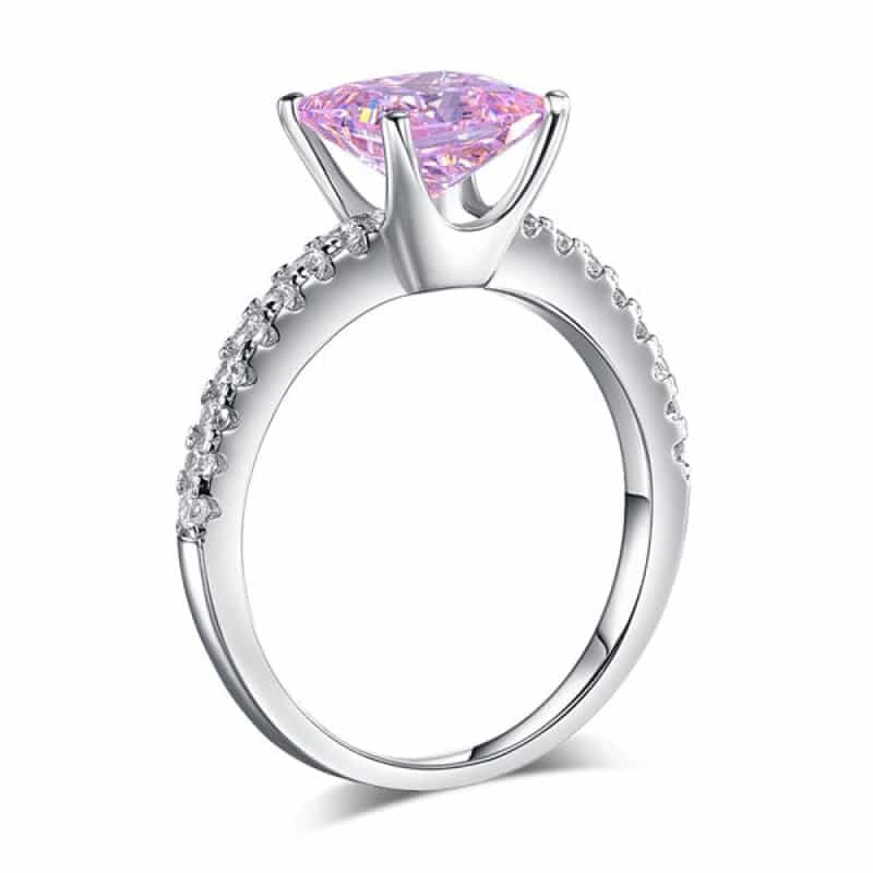 1.5 Ct Fancy Pink Simulated Diamond 925 Sterling Silver Wedding Ring Promise Anniversary Xfr8246