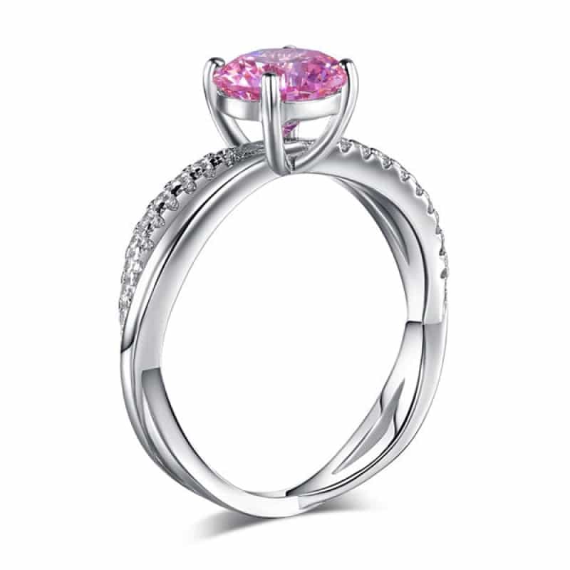 925 Sterling Silver Wedding Promise Anniversary Ring 1.25 Ct Fancy Pink Simulated Diamond Xfr8248