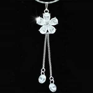 4 Carat Created Diamond Flower Pendant Necklace