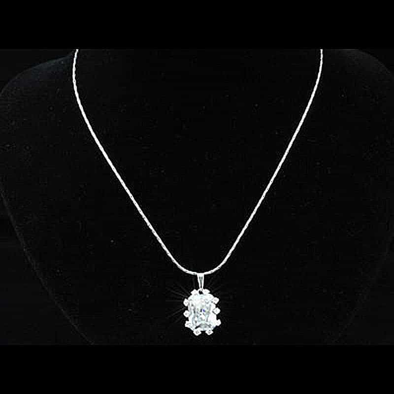 Carat Emerald Cut Created Diamond Pendant Necklace