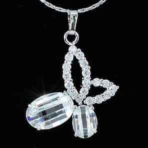 Butterfly Created Diamond Pendant Necklace