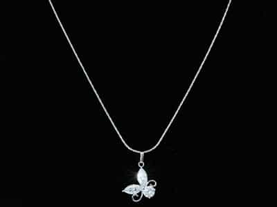 3.5 Carat Butterfly Created Diamond Pendant Necklace