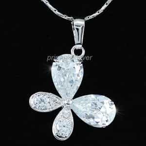 6 Carat Pear Cut Created Diamond Butterfly Pendant & Necklace