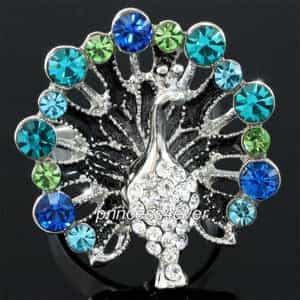 Blue Peacock Pageant Fashion Ring Use Austrian Crystal