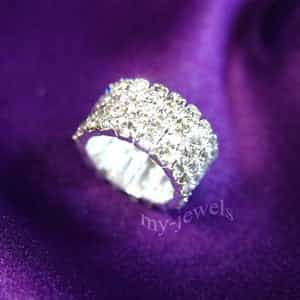 4 Row Stretch Bridal Wedding Fashion Rhinestone Ring