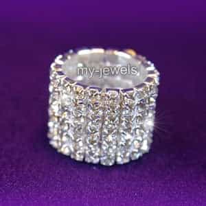 6 Row Stretch Queen Bridal Fashion Rhinestone Ring