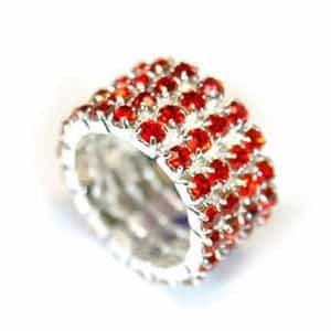 4 Row Red Stretch Bridal Fashion Rhinestone Ring