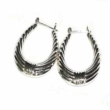 Sterling Silver Pair Shrimp Hoop Earrings