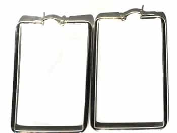 Sterling Silver Rectangular Hoop Earring Pair
