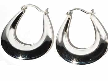 Sterling Silver Contemporary U Safety Pin Catch Hoops Earrings