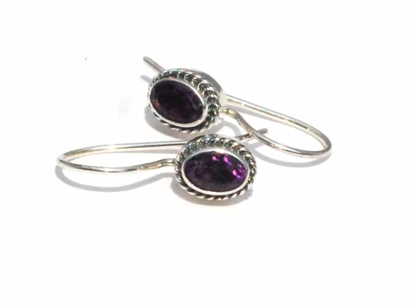 Sterling Silver Bali Hand-Made Amethyst Earrings