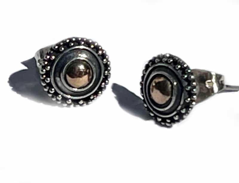 Sterling Silver 8.75 Mm Stud Earring With 18K Gold Accent