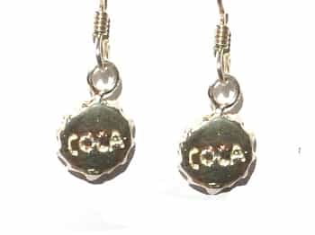 Sterling Silver Coca Bottle Cap Earrings