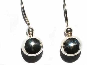 Pair Of Sterling Silver 925 Puff Ball On Ear Hook Dangle Earring