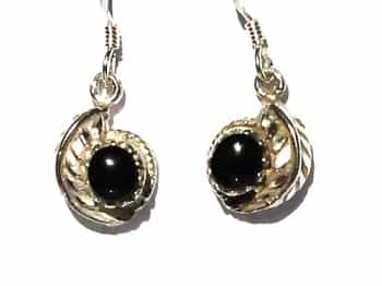 Sterling Silver Feather Wrap Genuine Black Onyx Drop Earrings