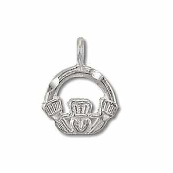 Sterling Silver Claddagh Heart Diamond Cut Pendant
