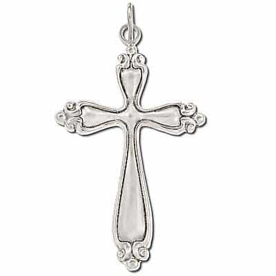 Sterling Silver Fluted Cross Pendant