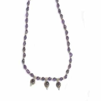 Sterling Silver Amethyst And Silver Beaded 16 Inch Necklace