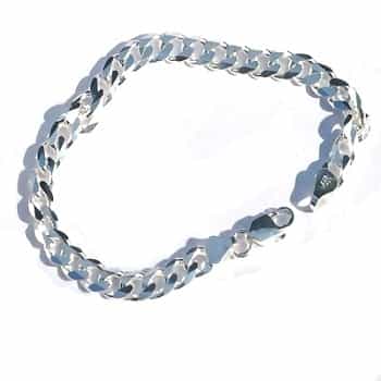 Sterling Silver Italian 8 Inch 6.5Mm 6 Side Curb 180 Bracelet