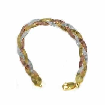 Sterling Silver Vermeil 8 Inch Tri-Color 8Mm Bracelets