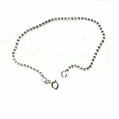 Sterling Silver 925 7 Inch 2Mm Bead Chain Bracelet