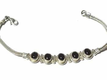 Sterling Silver 7 1/2 Inch Bracelet With Garnet Stones