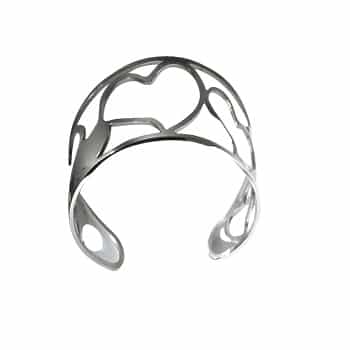 Stainless Steel Open And Close Hearts Bangle Bracelet