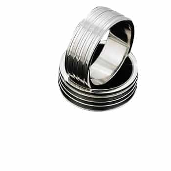 Men's 316L Stainless Steel 4 Ribbed Linear Ring