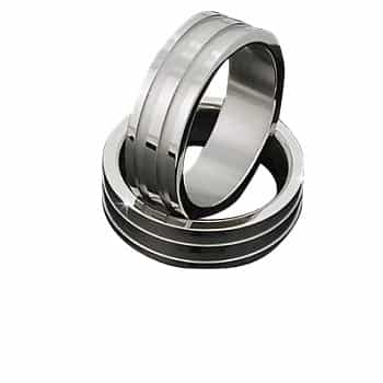 Men's 316L Stainless Steel 3 Textured Lines 7 Mm Band Ring