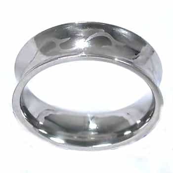 Men's 316L Stainless Steel Tribal Engraved 9 Mm Convex Band Ring