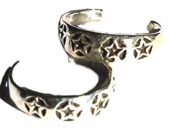 New Sterling Silver Toe Rings With Engraved Stars