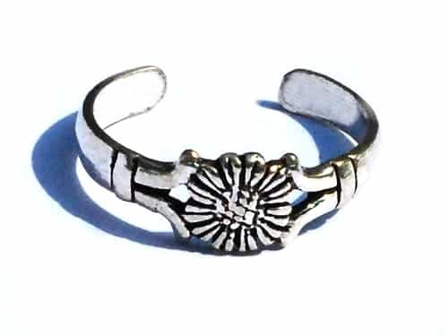 New Sterling Silver Adjustable Flower Petal Toe Ring