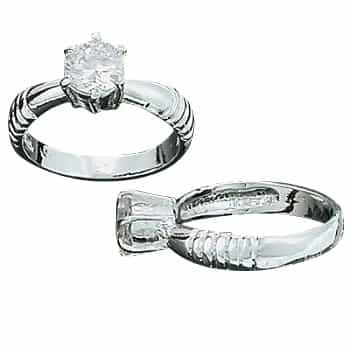 Sterling Silver Cz Cubic Zirconia Solitaire Ring With Side Cuts