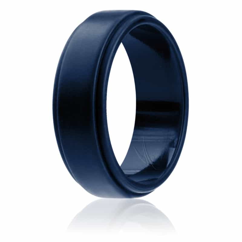 Silicone Wedding Ring - Step Edge Style - Blue By Roq For Men - 7 Mm Ring