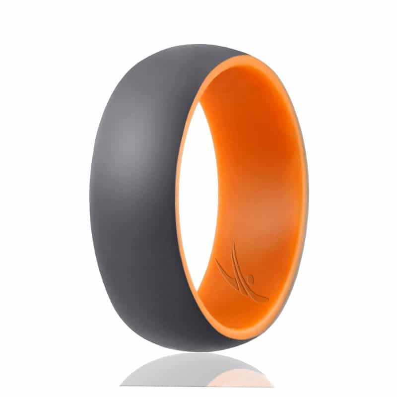 Silicone Wedding Ring - Duo Collection Dome Style - Orange-Grey By Roq For Men - 12 Mm Ring