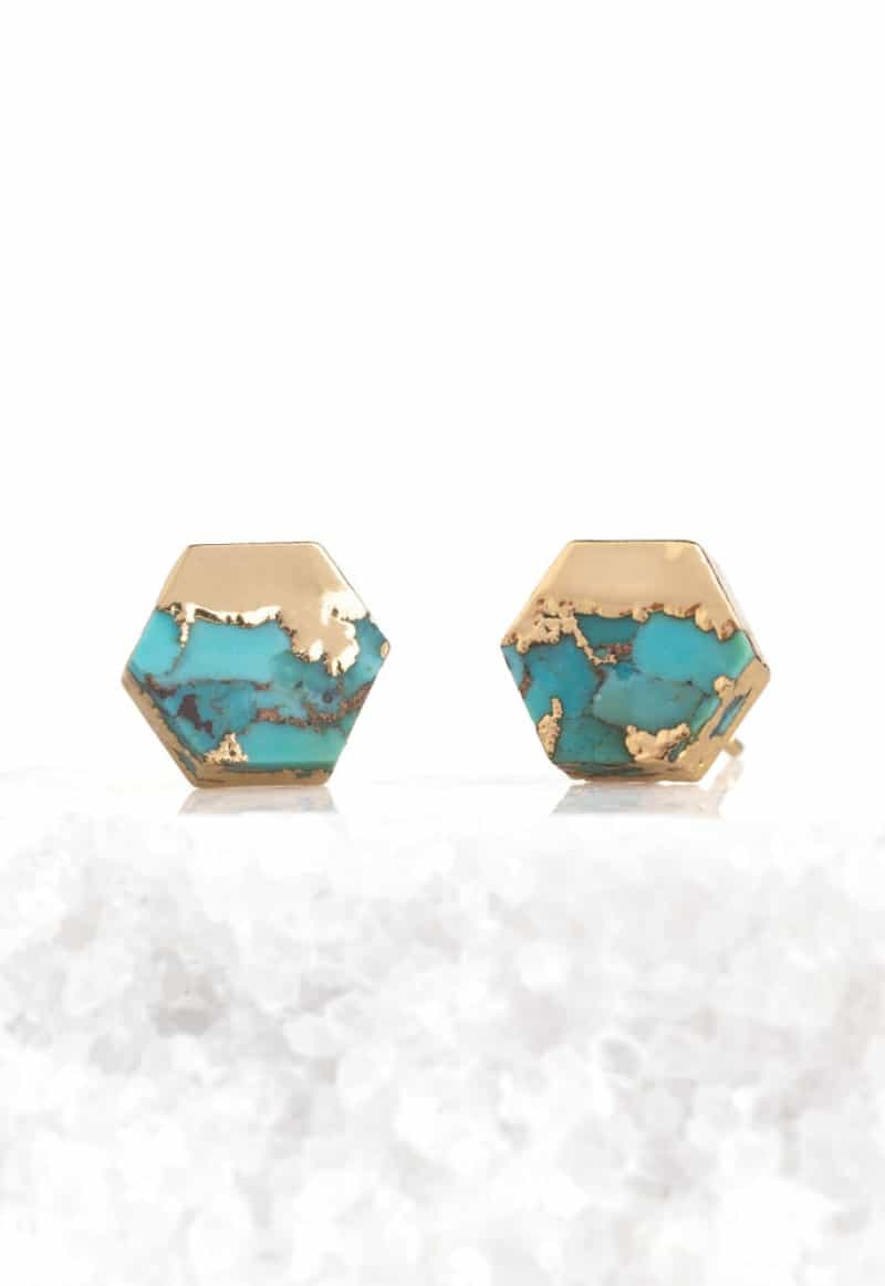 Oasis Turquoise And Gold Studs