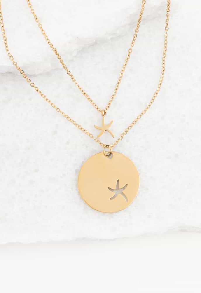 Community Gold Starfish Pendant Necklace Set