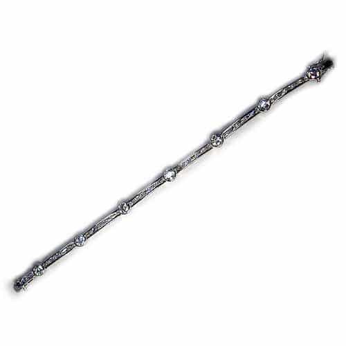 Sterling Silver Round Cz Bar Bracelet