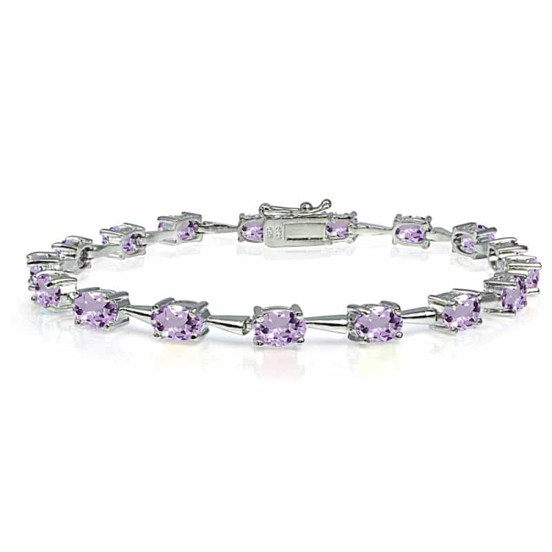 Sterling Silver Amethyst 6X4mm Oval Classic Link Tennis Bracelet