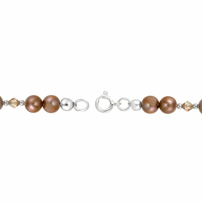 Sterling Silver Bronze Freshwater Pearls & Copper Swarovski Elements Baby Bracelet