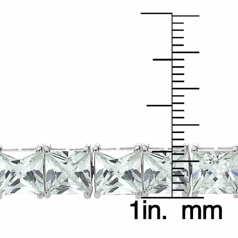 Sterling Silver Princess-Cut Cubic Zirconia 7X7mm Tennis Bracelet