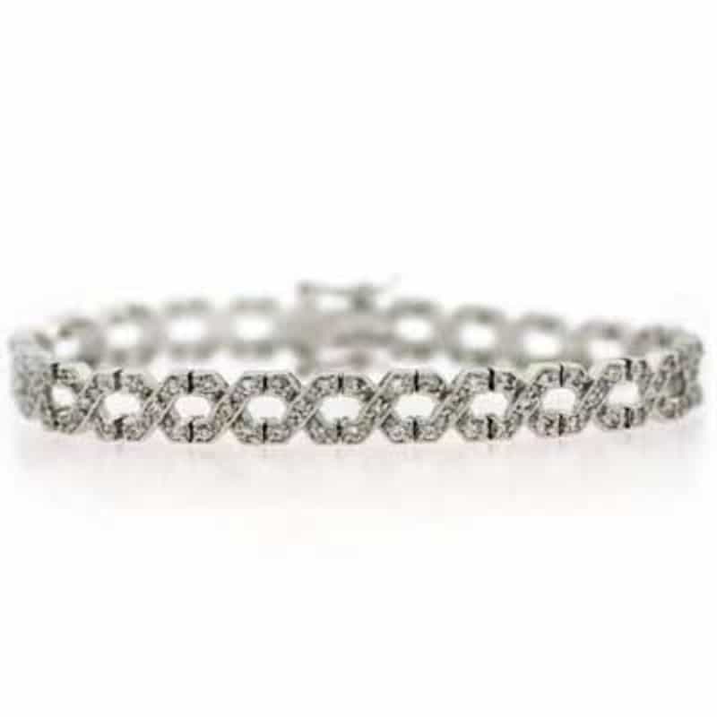 Sterling Silver Cz X Linked Tennis Bracelet