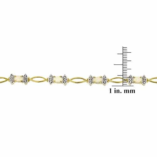 18K Gold Over Sterling Silver Created Opal & Diamond Accent Bow Bracelet