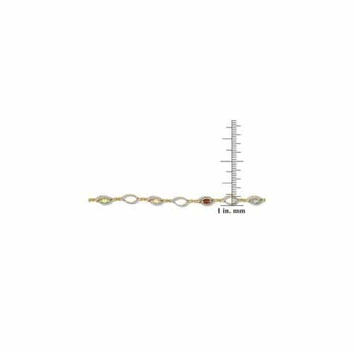 18K Gold Over Sterling Silver Multi Gemstone & Diamond Accent Marquise Link Bracelet