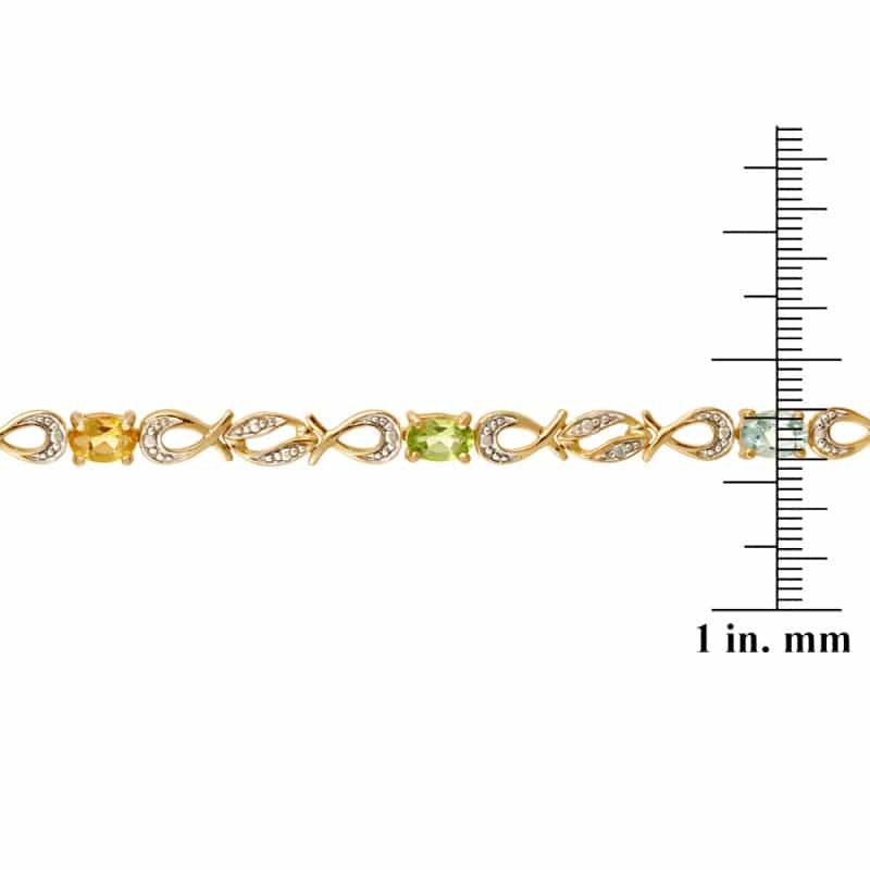18K Gold Over Sterling Silver Multi Gemstone & Diamond Accent Swirl Infinity Bracelet