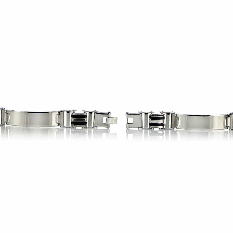 Stainless Steel Black Inlay Fashion Id Link Mens Bracelet