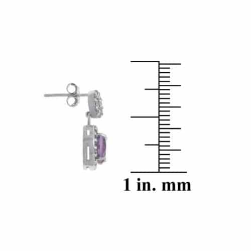 Sterling Silver 2.4 Ct. Amethyst And Cz Circle Dangle Earrings